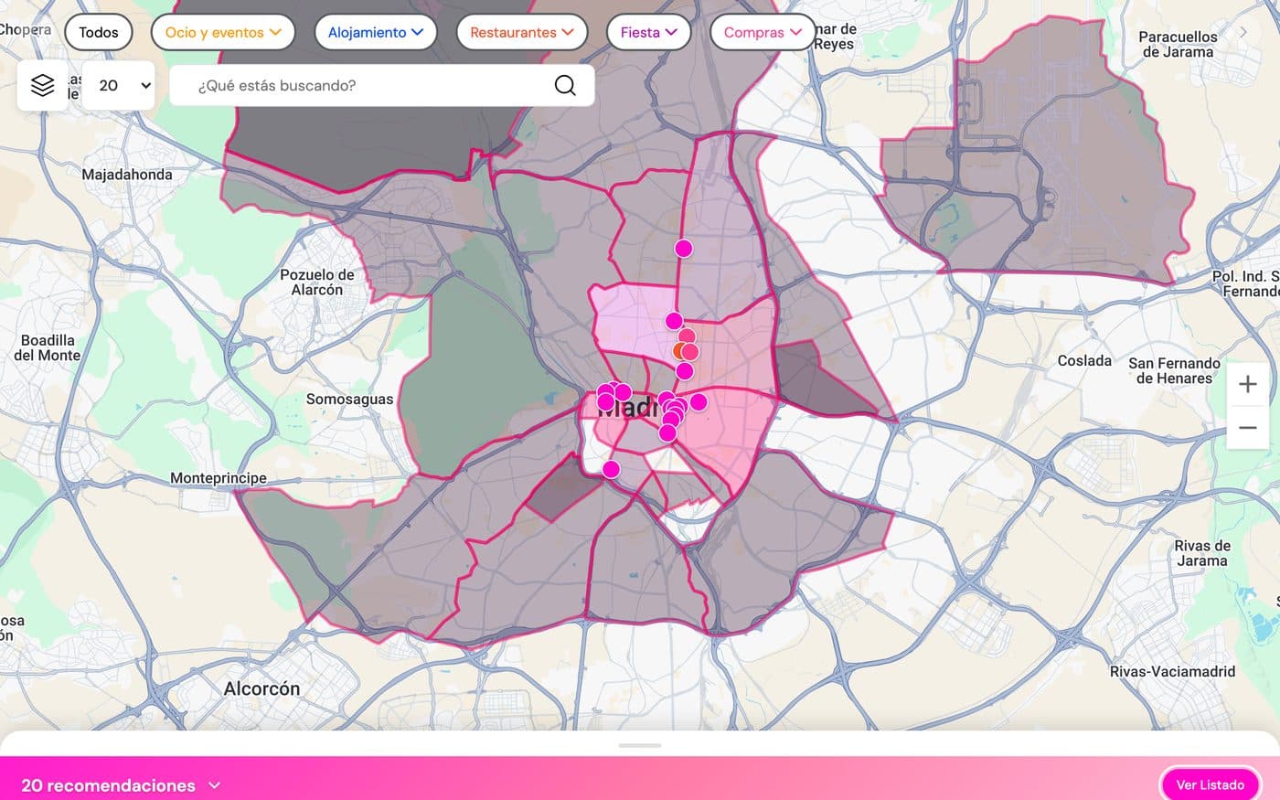 Cool Map en app.discoolver.com, con datos reales de Madrid